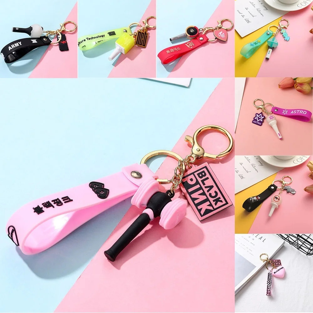 

Kpop GOT7 EXO NCT TWICE Silica Gel Pendant Keychains with Bubble Sticker Lightstick Fans Key Ring Chains Keyring Accessories