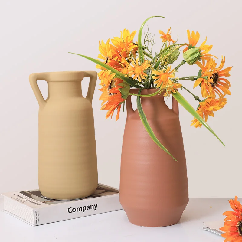 

Скандинавская бинауральная ваза Morandi, искусство, цветок, модель, Декор, керамический ваза-корзина, настольный контейнер для растений