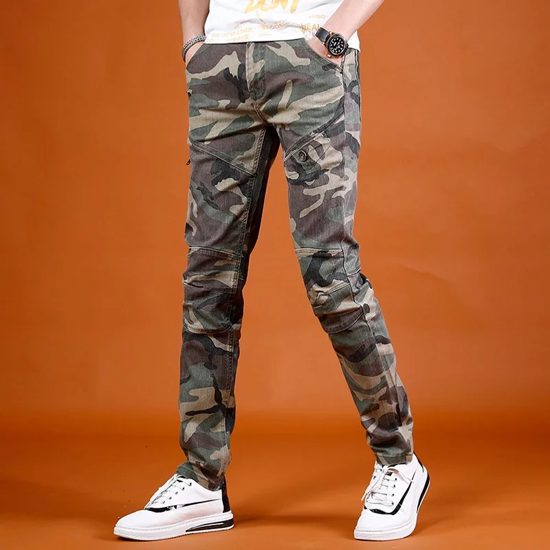 Camouflage Jeans Men Summer Straight Leg Pants 2022 New Streetwear Casual Army Green Denim Trousers