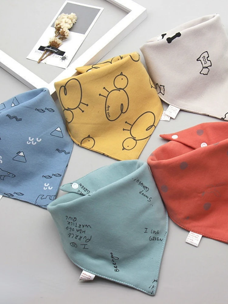 5Pcs/Set Baby Bibs Triangle Double Cotton Bandana Bibs Baby Boys Girls Feeding Smock Infant Burp Cloth Baby Saliva Towel