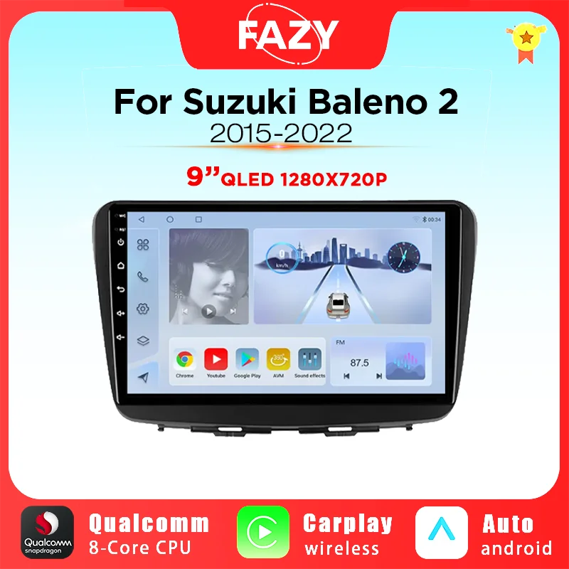Мультимедийная магнитола на Android для Suzuki Baleno 2015-2022 стерео GPS 4G сенсорный экран