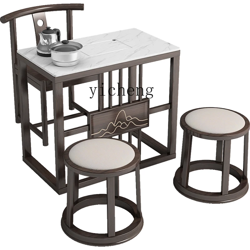 

ZC Balcony Table-Chair Set Home Small Tea Table Kung Fu Modern Minimalist Solid Wood Zen Chinese Style
