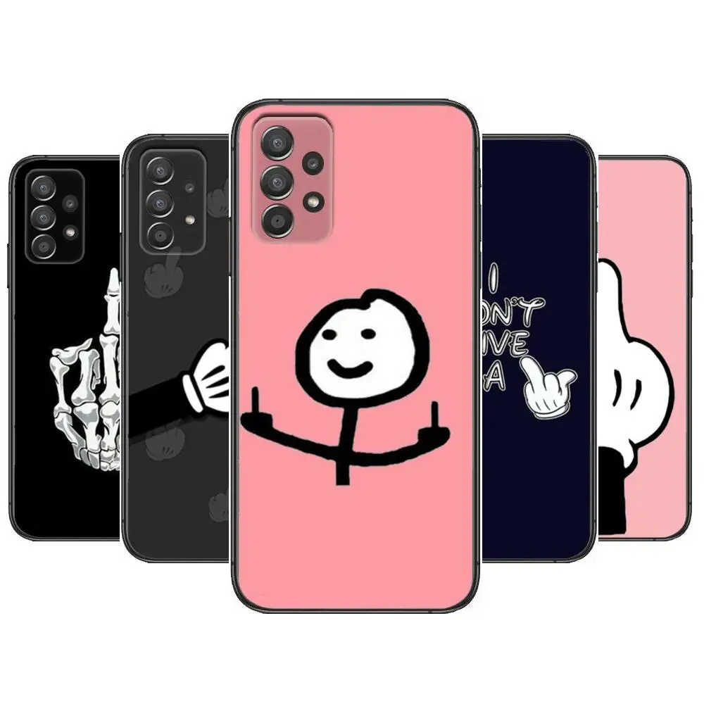 

Cartoon Middle Finger Phone Case Hull For Samsung Galaxy A70 A50 A51 A71 A52 A40 A30 A31 A90 A20E 5G a20s Black Shell Art Cell C