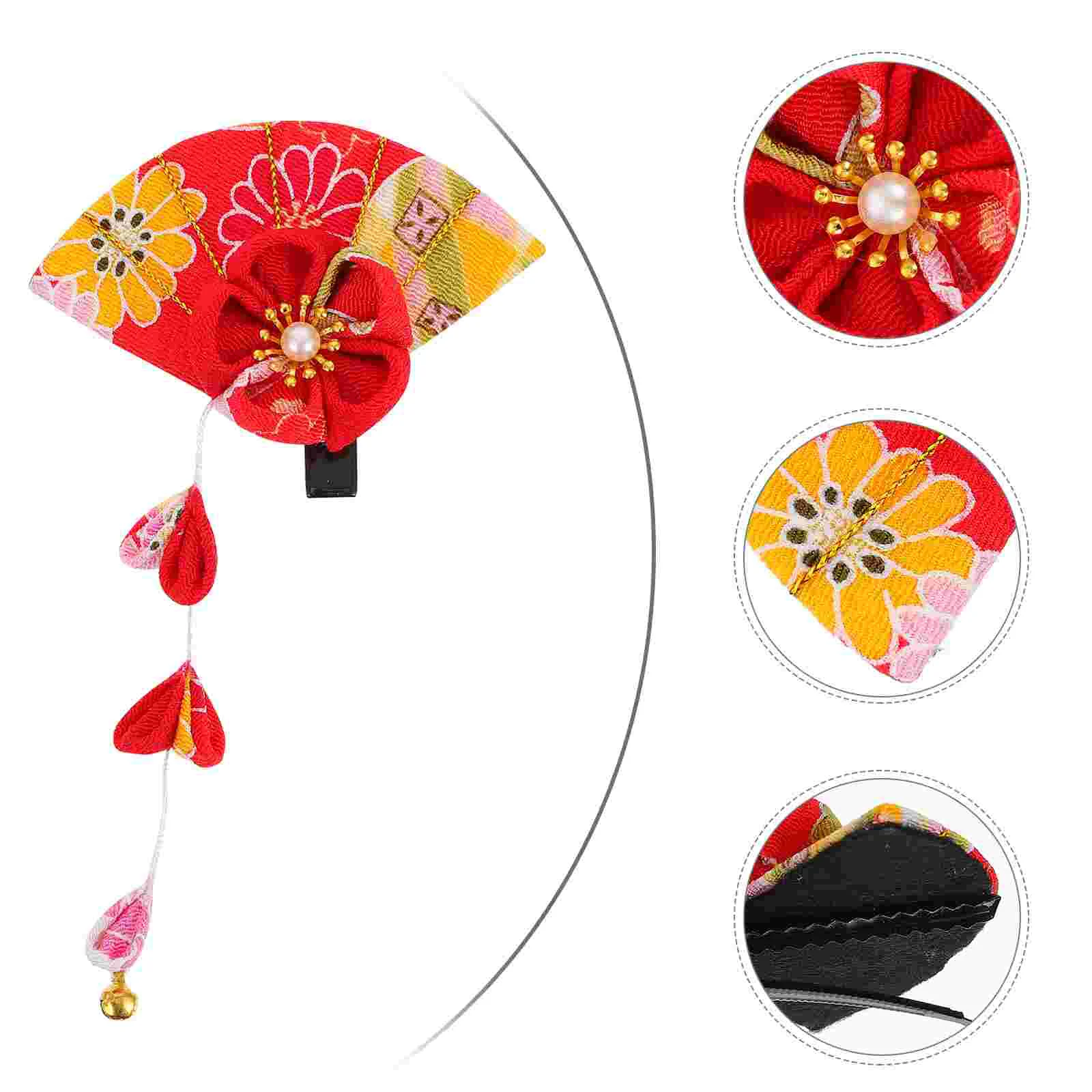 

Long Tassels Hairpin Women's Flower Accessories Cherry Cotton Linen Blossom Clip Japanese