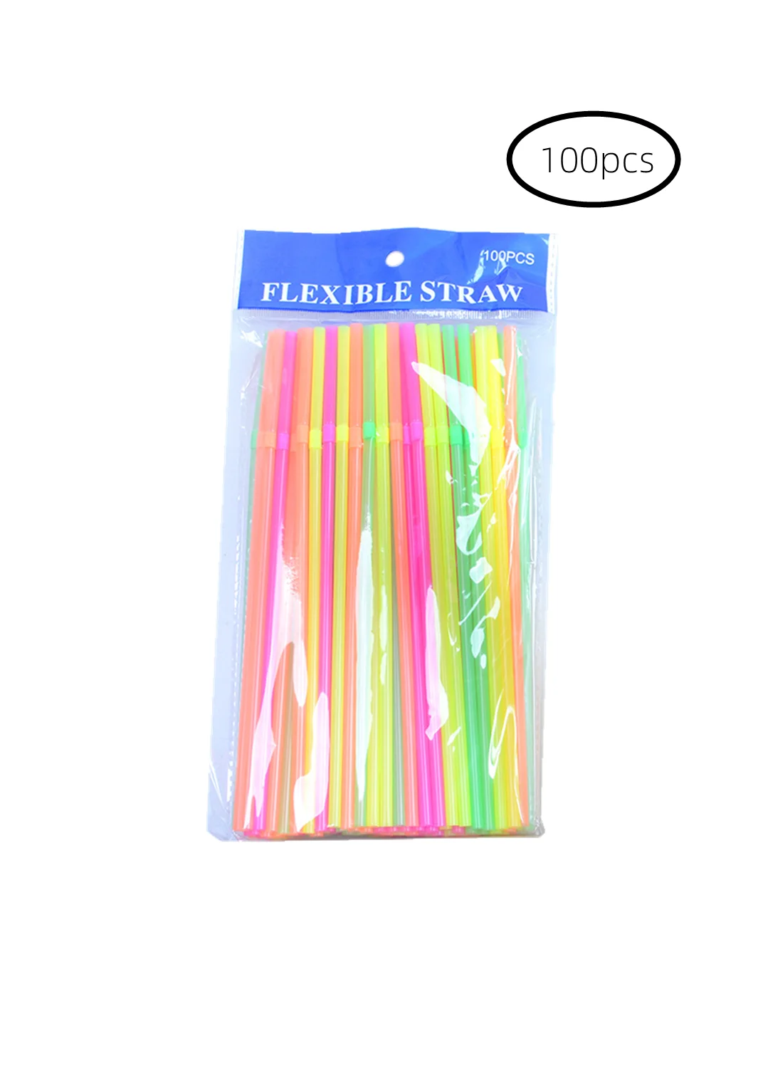 

100Pcs Mix Color Fluorescent Plastic Bendable Drinking Straws Disposable Plastic Cocktail Straws Wedding Party Bar Supplies