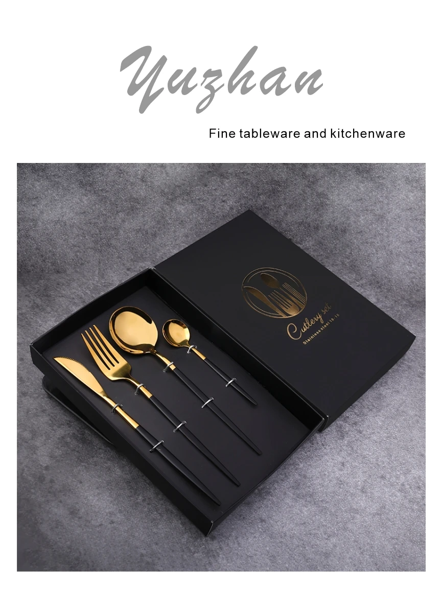 

Customized Stainless Steel Portuguese Tableware Creative Steak Knife and Fork Dessert Spoon Four-piece Set Color Box Gift .