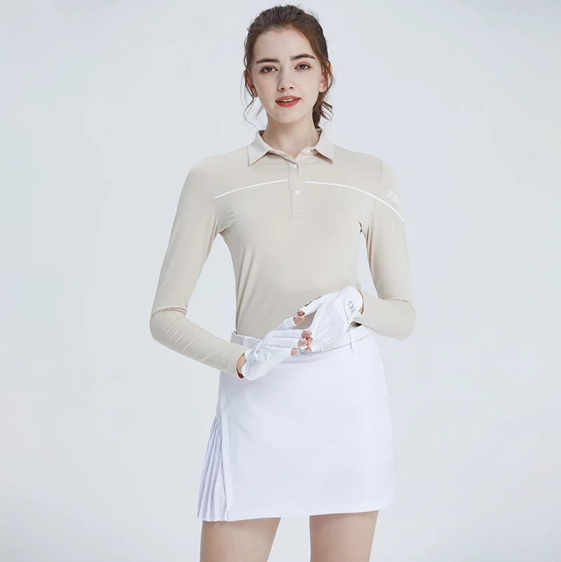

Blktee Autumn Winter New Golf Women's Long-sleeved T-shirt Casual Shirt Quick-drying Slim Simple Top Women Golf Wear Short Skirt