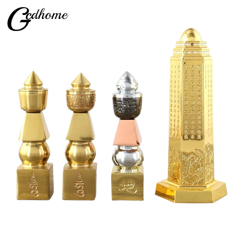 

Buddhist Feng Shui 6" Brass Five Element Pagoda-Amulet Can Be Equipped With Tibetan Treasures Pagoda Heaven And Earth