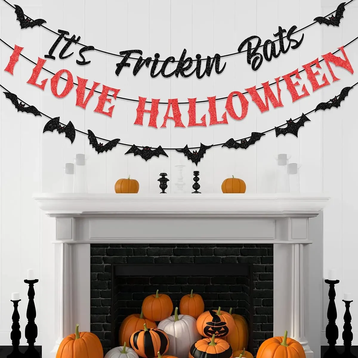 Сюрприз это фрициновые летучие мыши I LOVE Хэллоуин баннер украшение на Страшные