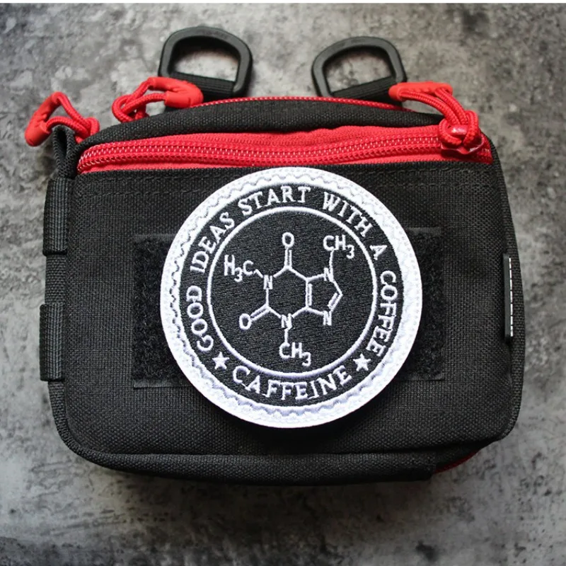 

COFFEE Round Embroidery Patches Good Idea Start With A Coffee Tactical Badges For Clothing Backpacks Decorative Decals