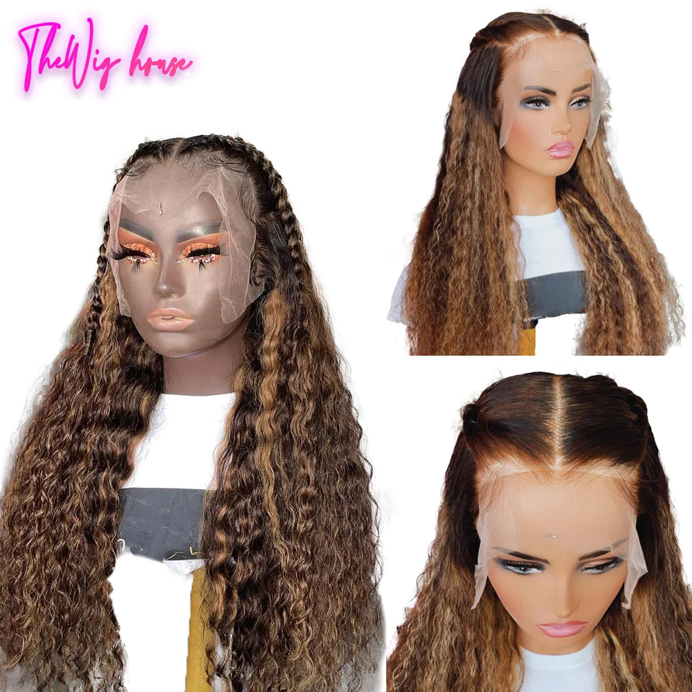 

Brazilian Curly Highlight Wig 13x6 Lace Frontal Human Hair Wigs For Women Deep Wave Lace Front Wig Ombre 4x4 Lace Closure Wigs