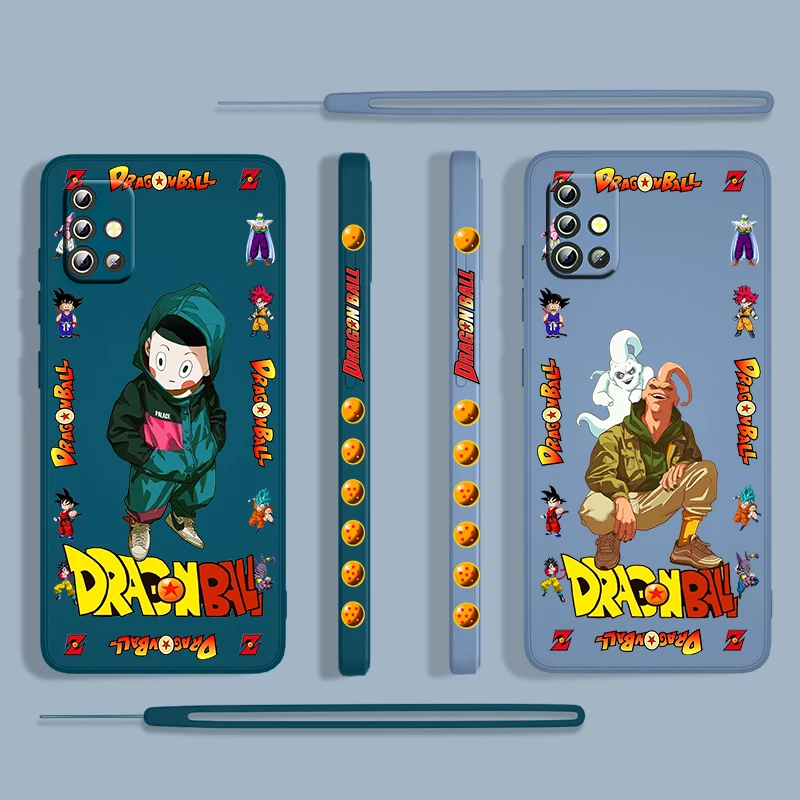 

Cartoon Dragon Ball Kid For Samsung Galaxy A73 A53 A33 A52 A32 A22 A71 A51 A21S A03S A50 4G 5G Liquid Left Rope Phone Case Cover