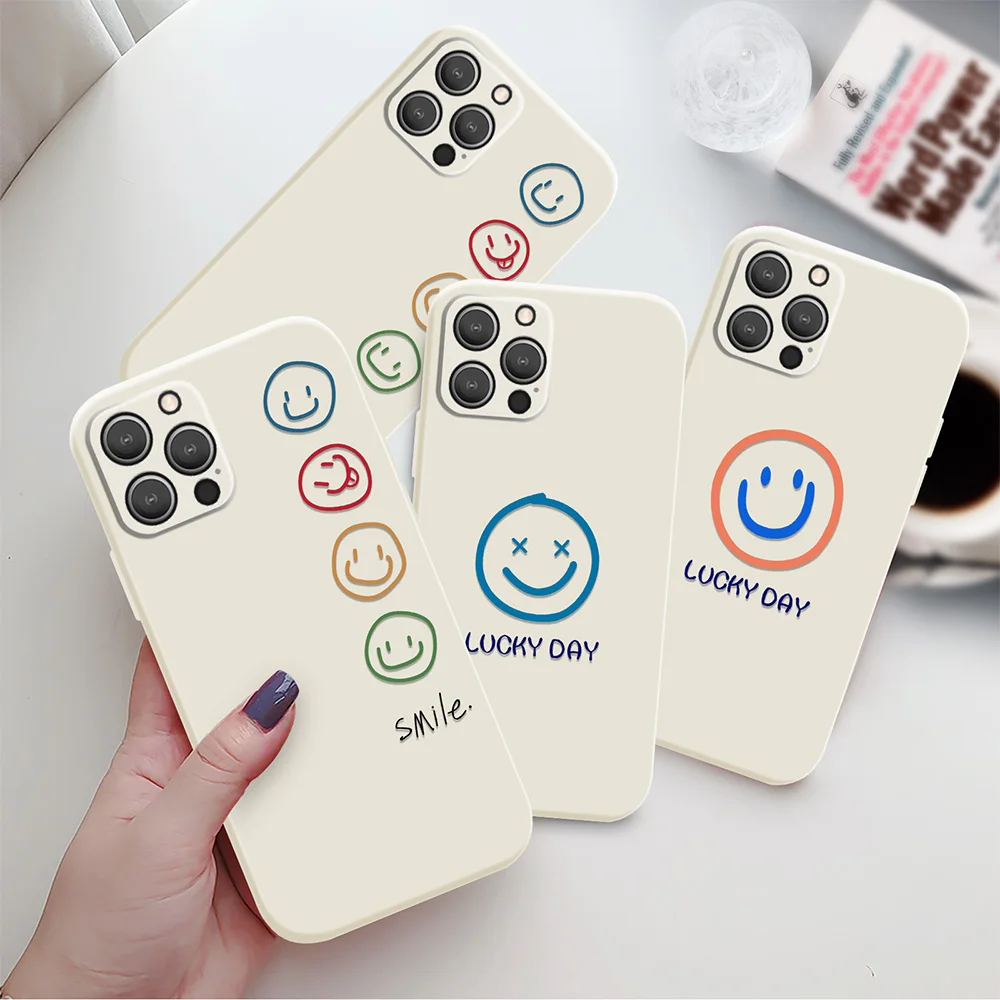 

Smiley Case for Iphone 14Pro 13 12 Mini 11 Pro Max Soft Shockproof Cover Fundas for Iphone XS X XR 7 8 SE 2022 2020 14Plus