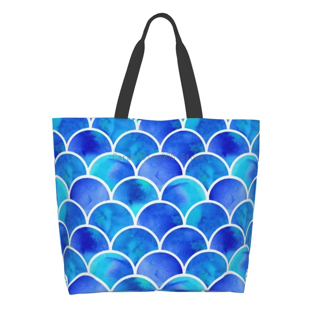 

Women Shoulder Bag Mermaid Scale Blue Large Capacity Shopping Grocery Tote Bag For Ladies