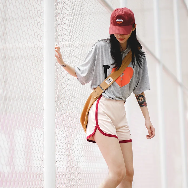 Maden Women's American Retro Casual Versatile Sports Shorts BM Style 2023 Summer Letter Printing Slim High Waist Hot Pants