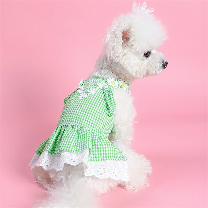 

Mini Lattice Cat Dress for Small Dogs Daisy Floral Lace Puppy Tutu Skirt Pet Products Summer Vest Dress Designer Pet Cat Clothes