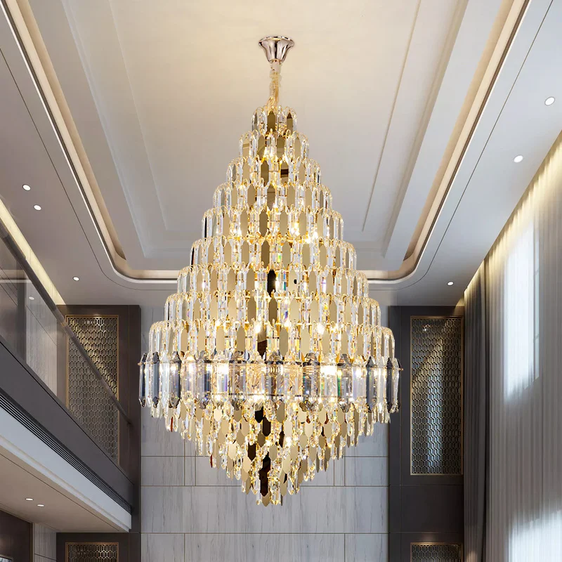 

2023 New Trend Chandeliers Staircase Light Luxury Hotel Lobby Engineering Villa Modern Living Room Crystal Hanging Lamps