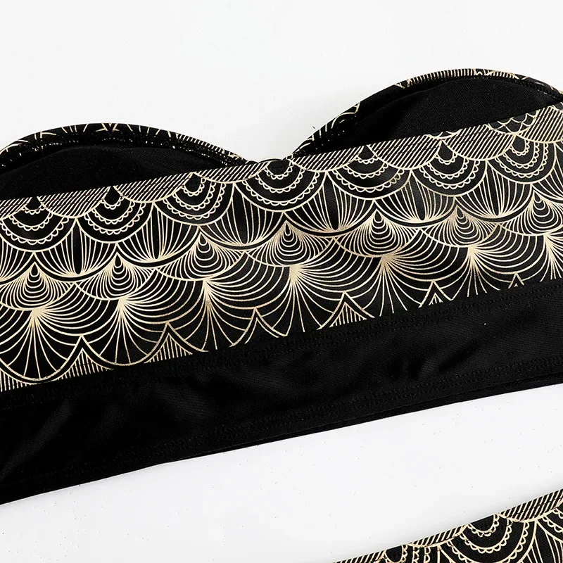 Золотой бронзовый купальник женский сексуальный бикини с высокой талией 2025