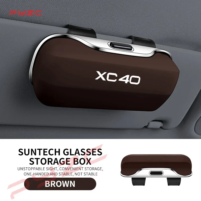 Фото Для Volvo XC40 XC60 XC70 XC90 V70 V60 V50 V40 S60 S80: Аксессуары для автомобиля – Держатель для очков/солнцезащитных очков на козырек, футляр-клипса №1
