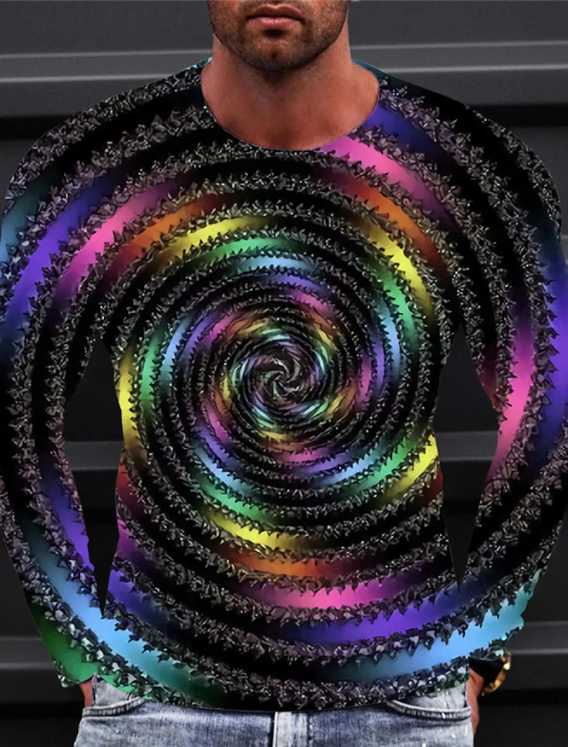 

Men's T shirt Graphic Optical Illusion Clothing Apparel 3D Print Outdoor Casual Long Sleeve Print Vintage Fashion Designer