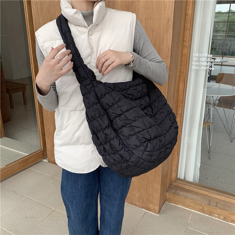 Large Pleated Hobo Women Shoulder Bag Designer Padded Crossbody Bag Quilted Cloud Bags for Women 2023 Soft Shopper Tote Female