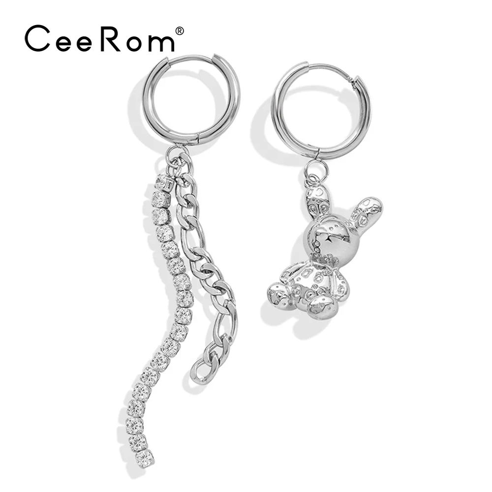 

CeeRom Асимметричные Висячие серьги для женщин длинные серьги-подвески милый медведь Эффектные серьги Модные ювелирные изделия подарок