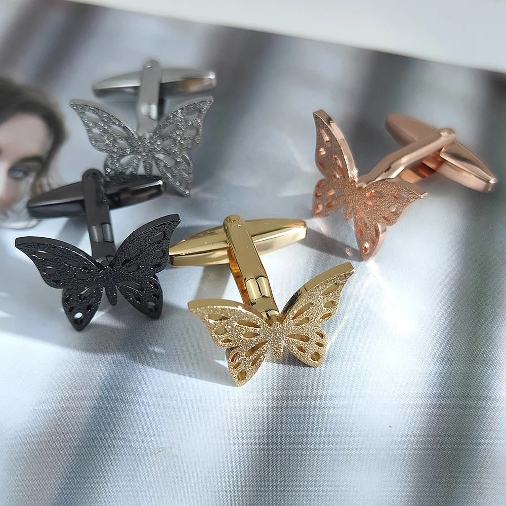 

Men's Cufflinks Stainless Steel Butterfly Cufflink for Men Silver Fashion Luxury Valentine's Day Gift Birthday Present