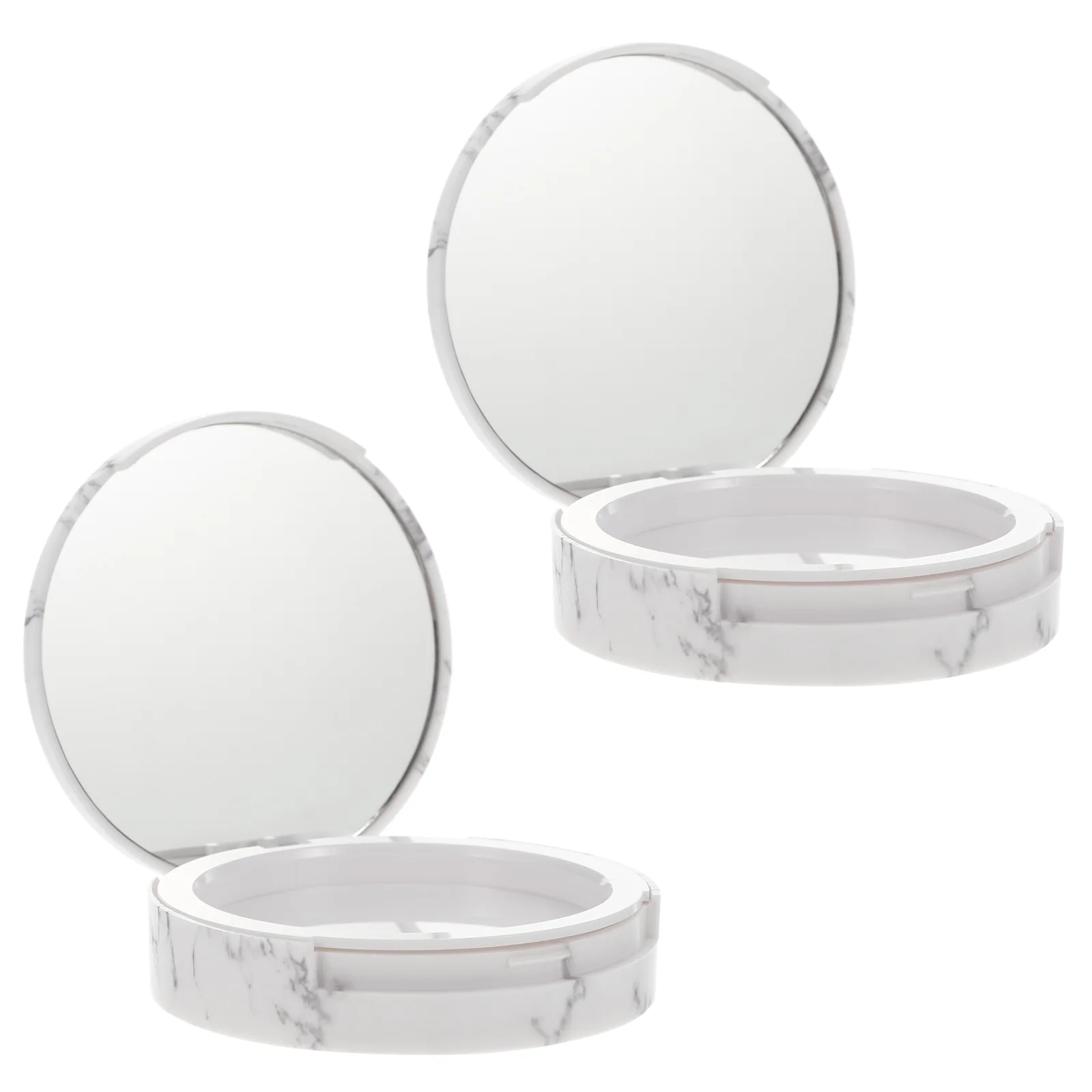 

2 Round Marble Pattern Pressed Powder Storage Containers Eye Shadow Storage Case
