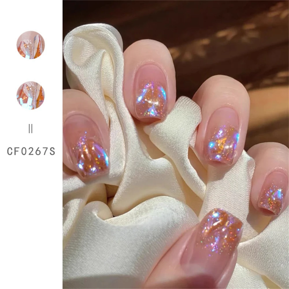 

24Pcs False Nail Art tips with design press on nail Diamond Butterfly Patch Multi Style Wearable New Fake