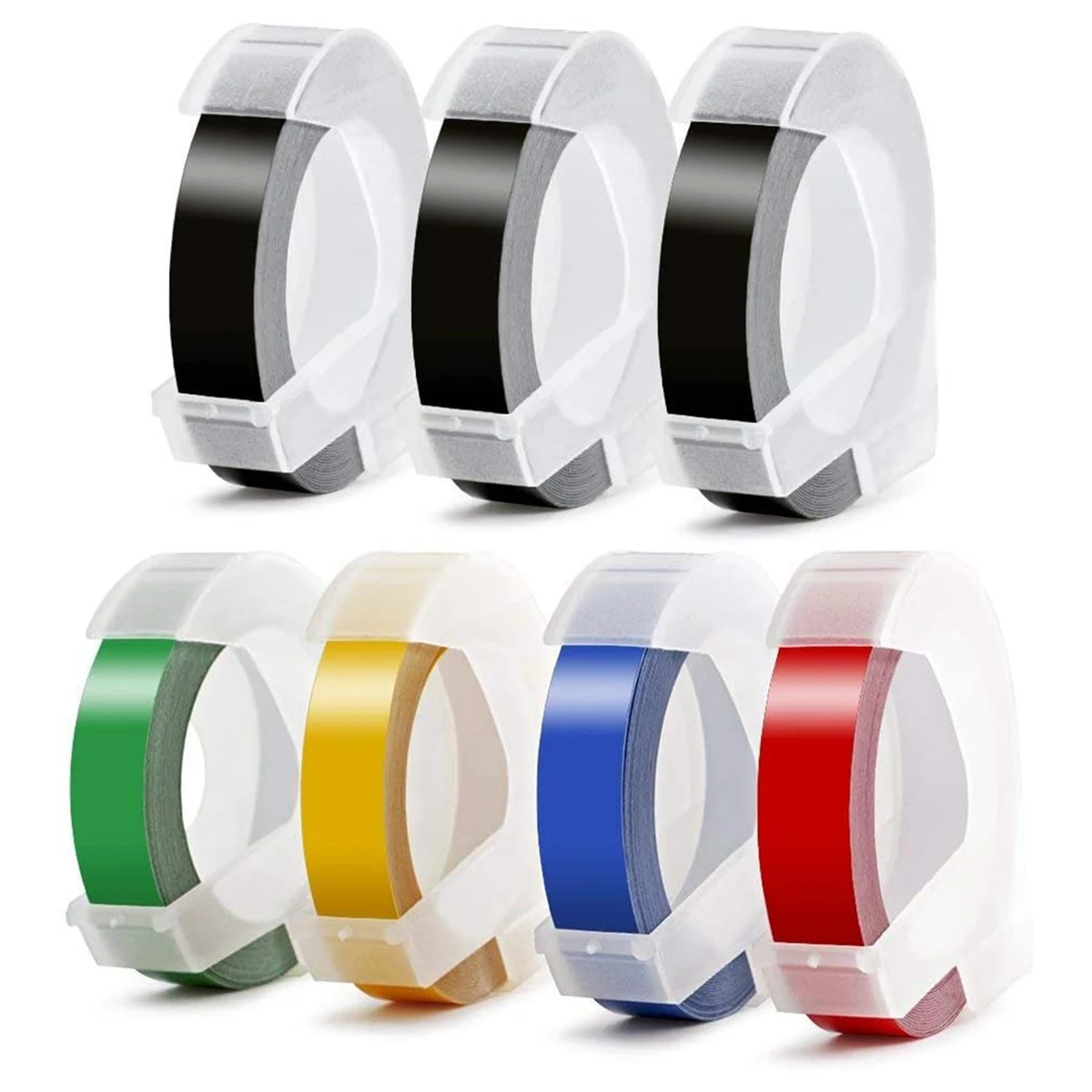 

7Roll 9mm 3D Embossing PVC Label Tapes Compatible Dymo 1610 1880 12965 Manual Label Printers for Motex E101 Label