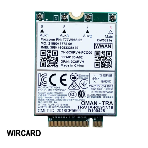 Wircard T77W968 DW5821E X20 LTE Cat16 1Gbps FDD-LTE TDD-LTE 4G Modulo per Dell 5420 5424 7424 7400 Laptop