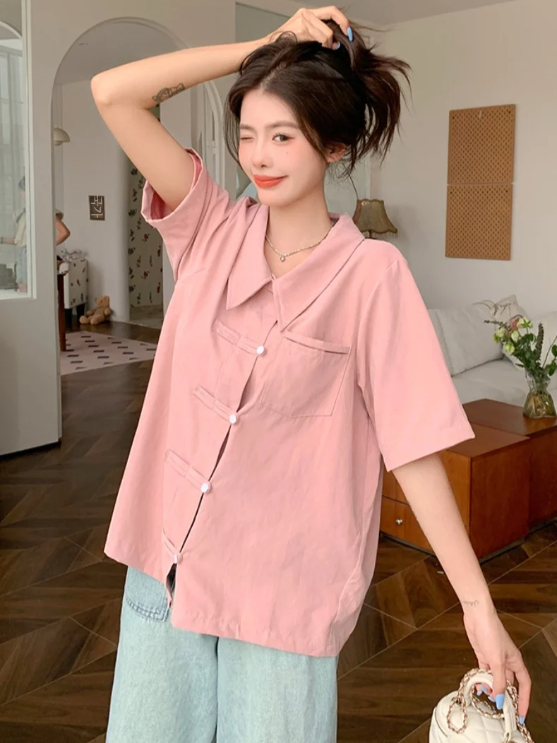 Женская одежда новинка пухлые девушки Китайская национальная рубашка-поло Sle с