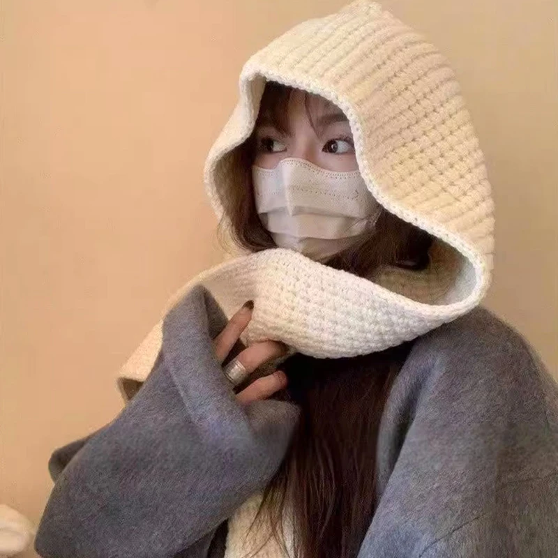 Новые шерстяные вязаные шапки-балаклавы для женщин и мужчин зимние утолщенные