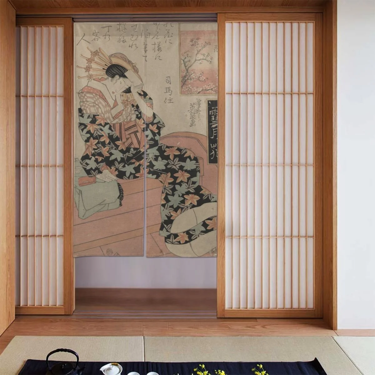 

Ukiyo-e Japanese Door Curtains Traditional Painting Separate Tapestry Cotton Linen Printed Curtain Panels for Home Toilet Decor