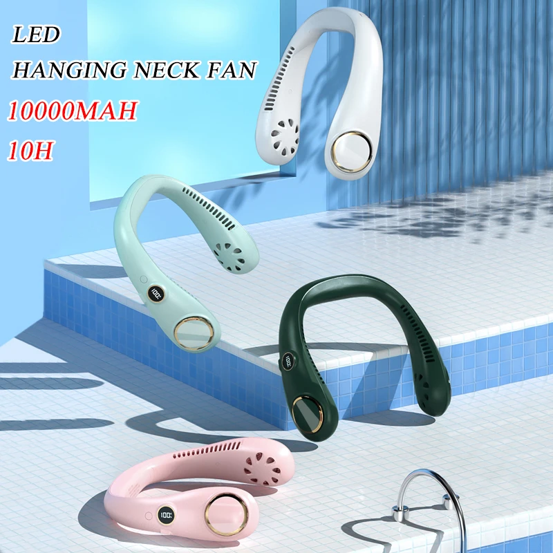 

New LED Portable Summer Air Cooling Hanging Neck Fan Bladeless Outdoor Sports Travel Wearable USB Neckband Hanging Neck Fans