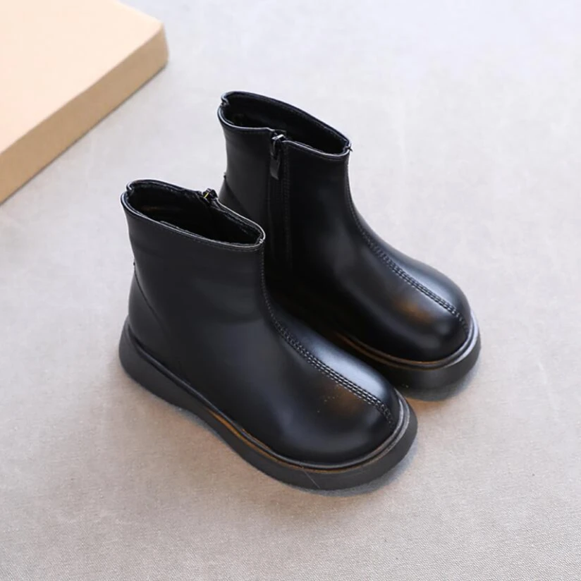 

Children's Martin shoes boys autumn new Korean leather ankle boots 1-5 years old girls leather boots cotton boots single boots