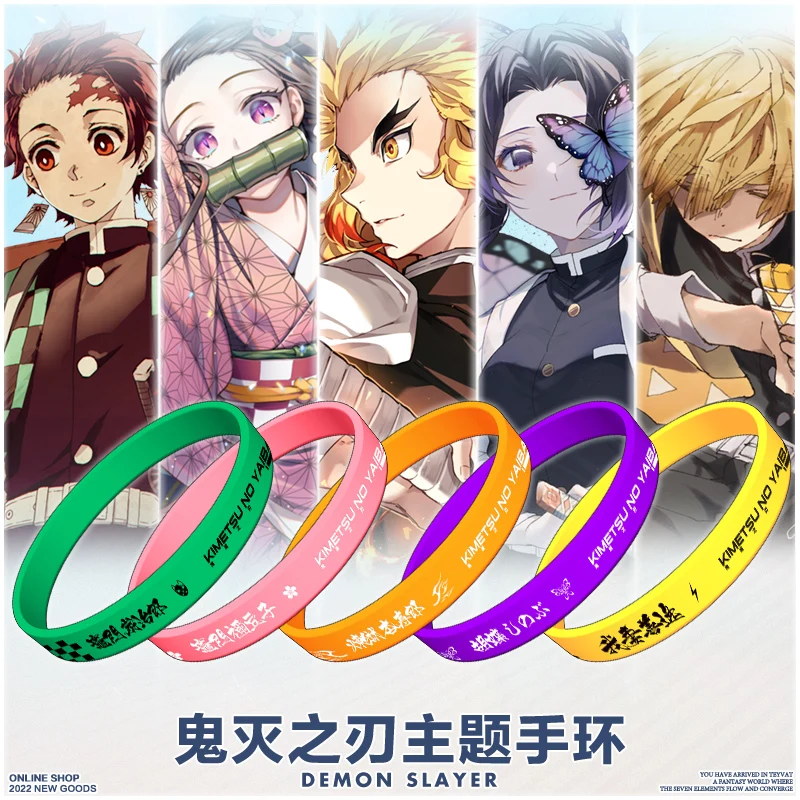 

Аниме рассекающий демонов тема Tanjirou Nezuko Kochou Shinobu Rengoku Kyoujurou Zenitsu силиконовый Подарочный браслет
