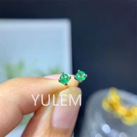 round emerald stud earrings for daily wear 100 natural emerald earrings 925 silver emerald jewelry gift for woman