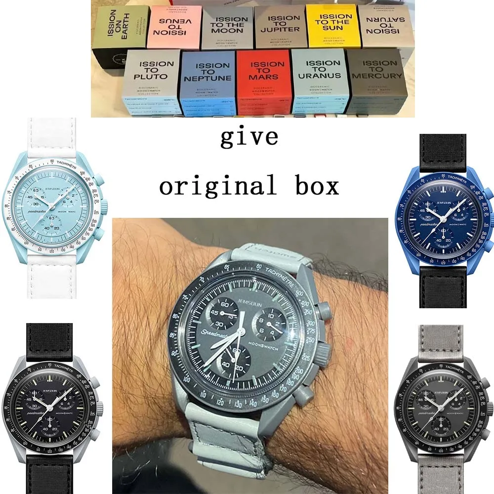 

2023 Quality Original Brand With Original Box Moon Watches For Mens New Plastic Case Watch Chronograph Explore Planet AAA Clocks