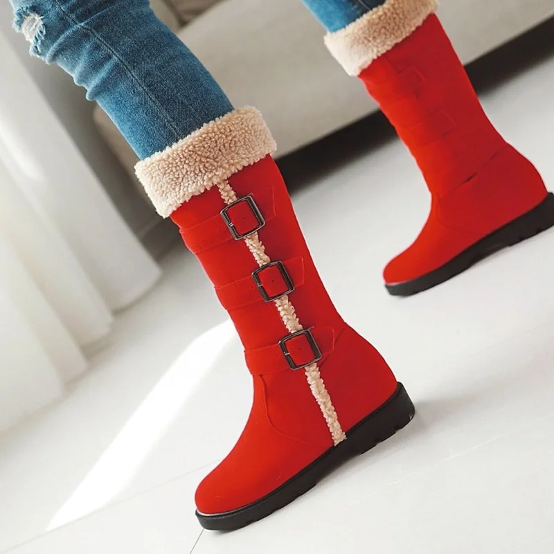 Women Winter Fur Warm Snow Boots Ladies Warm Wool Booties High Boot Comfortable Shoes Plus Size 34-43 Casual Women Mid Boots New