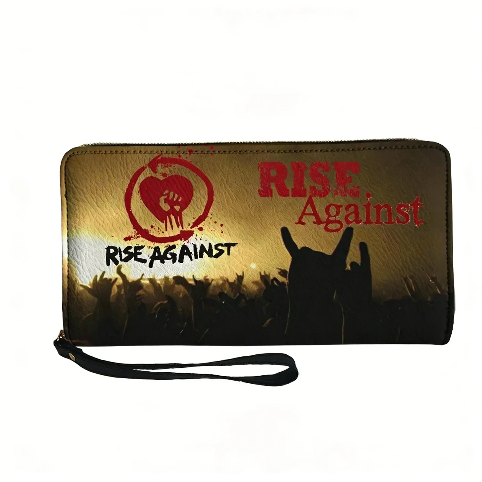 Фото Кошелек-портмоне с принтом группы Rise Against Rock, мужской, женский, подростковый, на молнии, с двойным принтом, портативный кошелек, подарочная сумка. №2