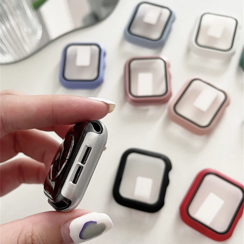 Новый матовый чехол для часов Apple Watch 41 мм 45 44 40 42 38 бампер + Защитное стекло экрана