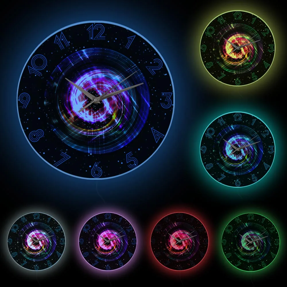 Космическое искусство галактика настенные часы пространственный вход время