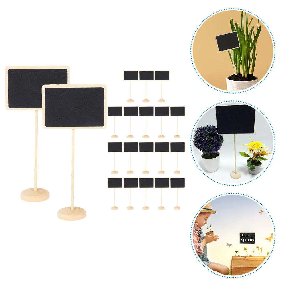 

20 Pcs Indicator Chalkboards Sign Household Wooden Tags Small Flower Decor Menu Wedding Message