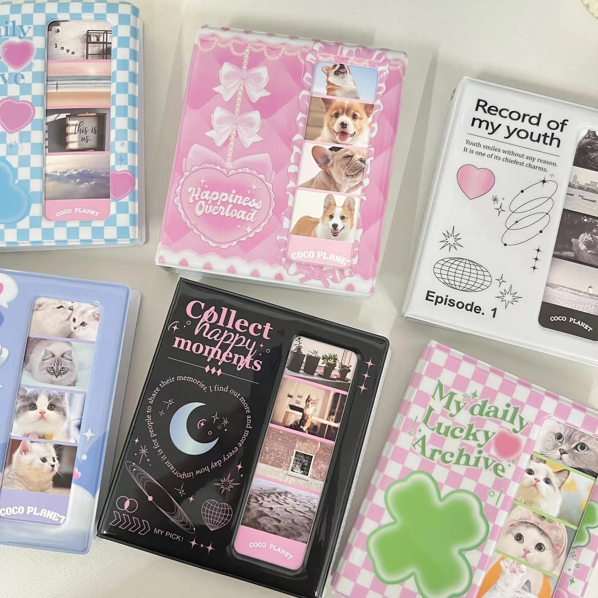 

Kawaii ins Black love bow checkerboard Kpop card book Photocard visible Collect Book Photo Album Storage Book Stationery