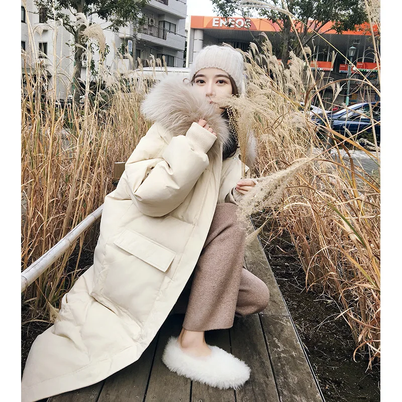 2023 Down Padded Jacket Women Fur Collar Design Sense Female Niche Korean Style Popular Mid-length Hooded Padded Jacket Women