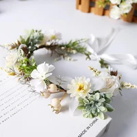 new fashion flower crown bride rose wedding hair accessories flower girl bohemian romantic braided crown hair vine headband t9n0