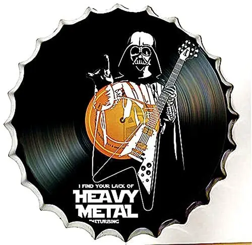 Modern Tin Sign Bottle Cap Heavy Metal Guitar Record Music Vintage Metal Tin Sign Wall Decor for Bar/Pub/Cafe/Home Kitchen