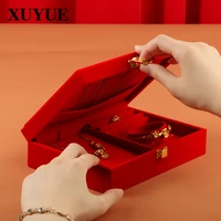 china red wedding betrothal gift engagement jewelry box gold jewelry wedding offer three gold jewelry box