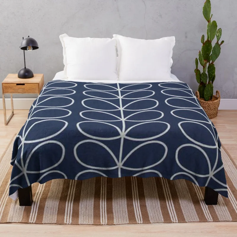 

Orla Kiely Multi Stem Dark Blue Throw Blanket Large Blanket 5 sizes/200x180cm